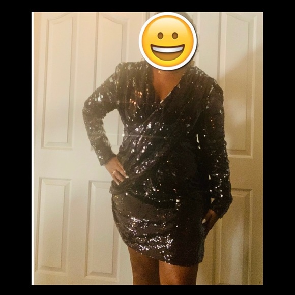 Sequin Black shirt dress size 14 - Picture 4 of 7